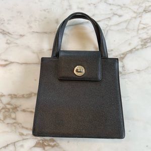 Bvlgari Vintage Black Leather Top Handle Bag